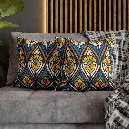 Stained Glass Floral Throw Pillowcase — Vibrant Boho Decorative Pillow Cover