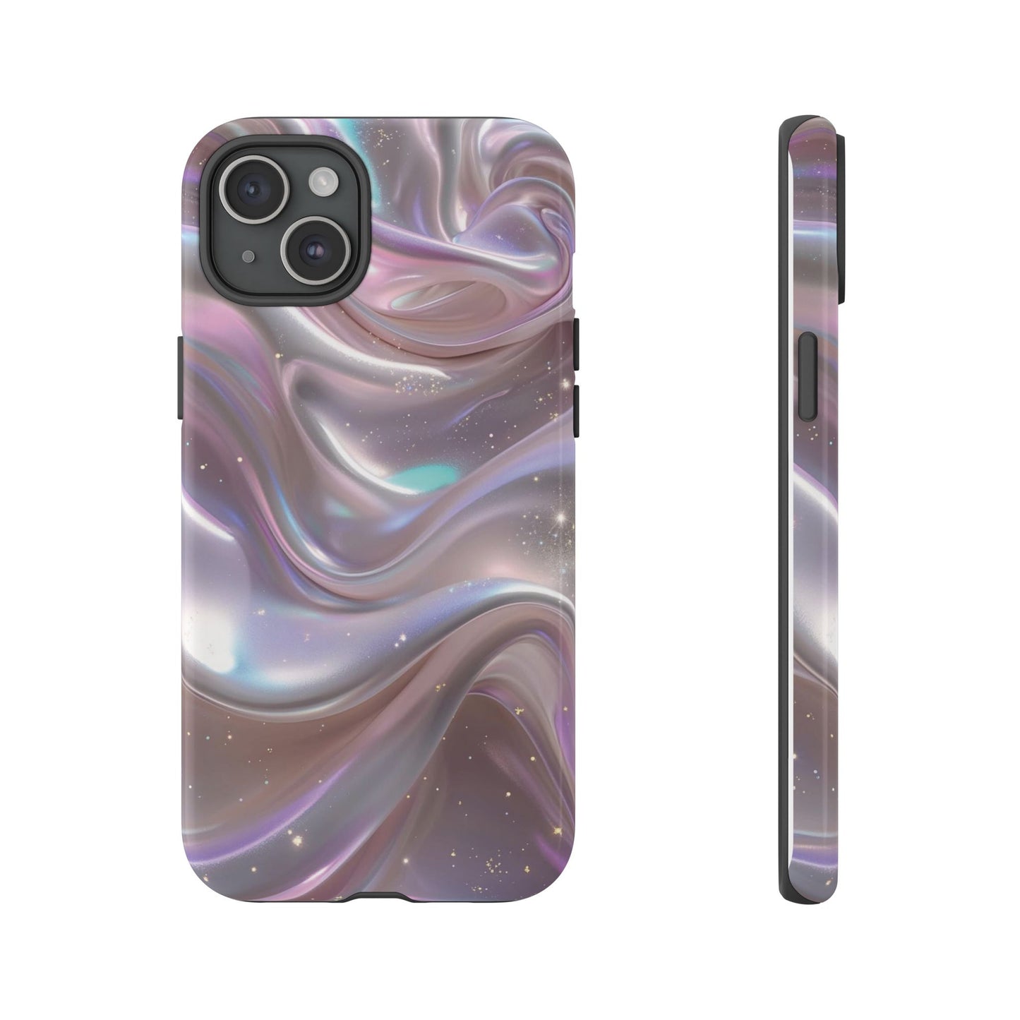 Iridescent Marble Tough Phone Case — Shimmery Swirl Protective Cover