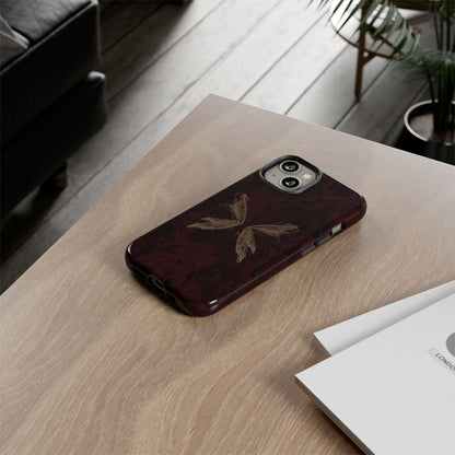 Butterfly Wing Tough Phone Case — Dark Maroon Protective iPhone Cover