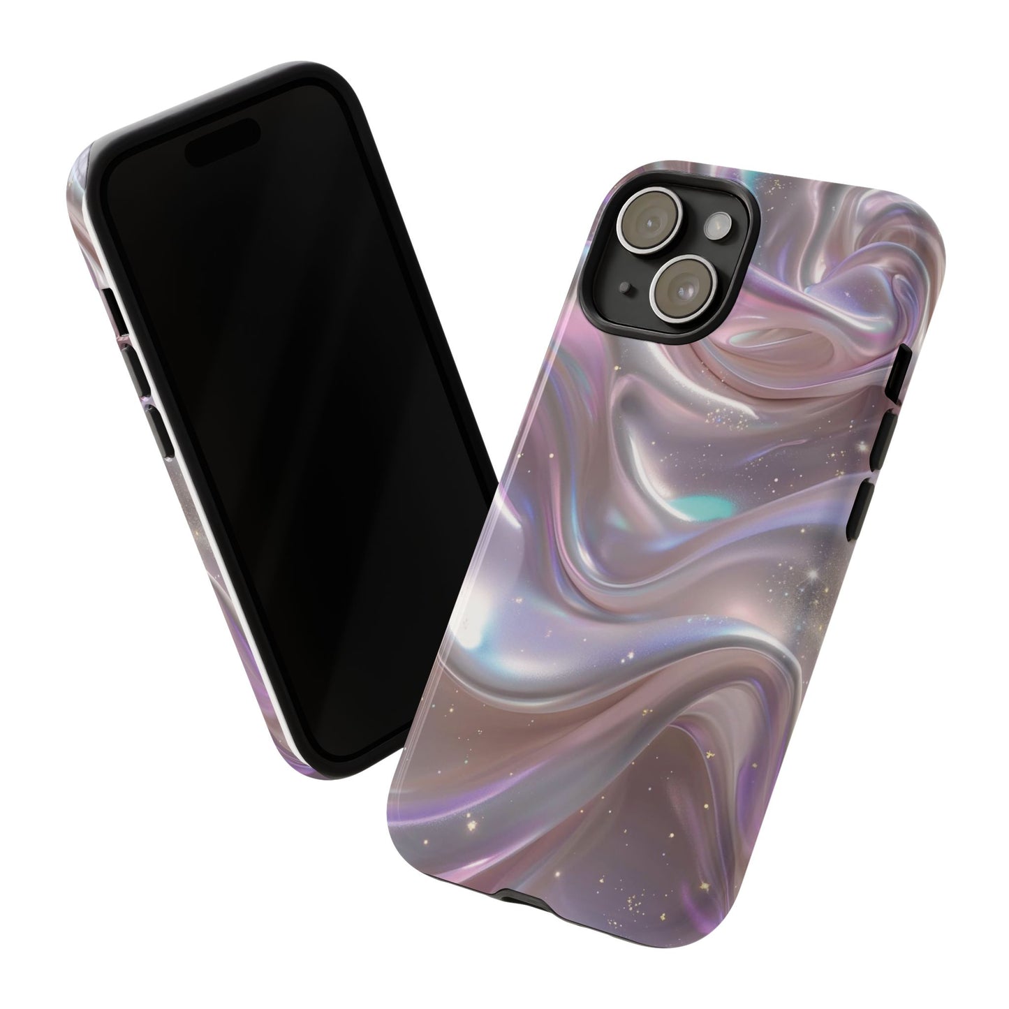 Iridescent Marble Tough Phone Case — Shimmery Swirl Protective Cover