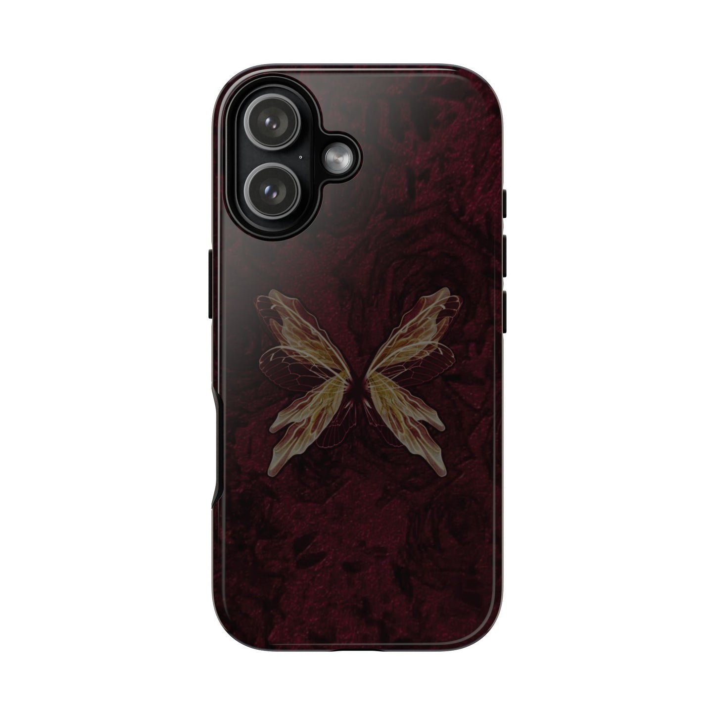 Butterfly Wing Tough Phone Case — Dark Maroon Protective iPhone Cover