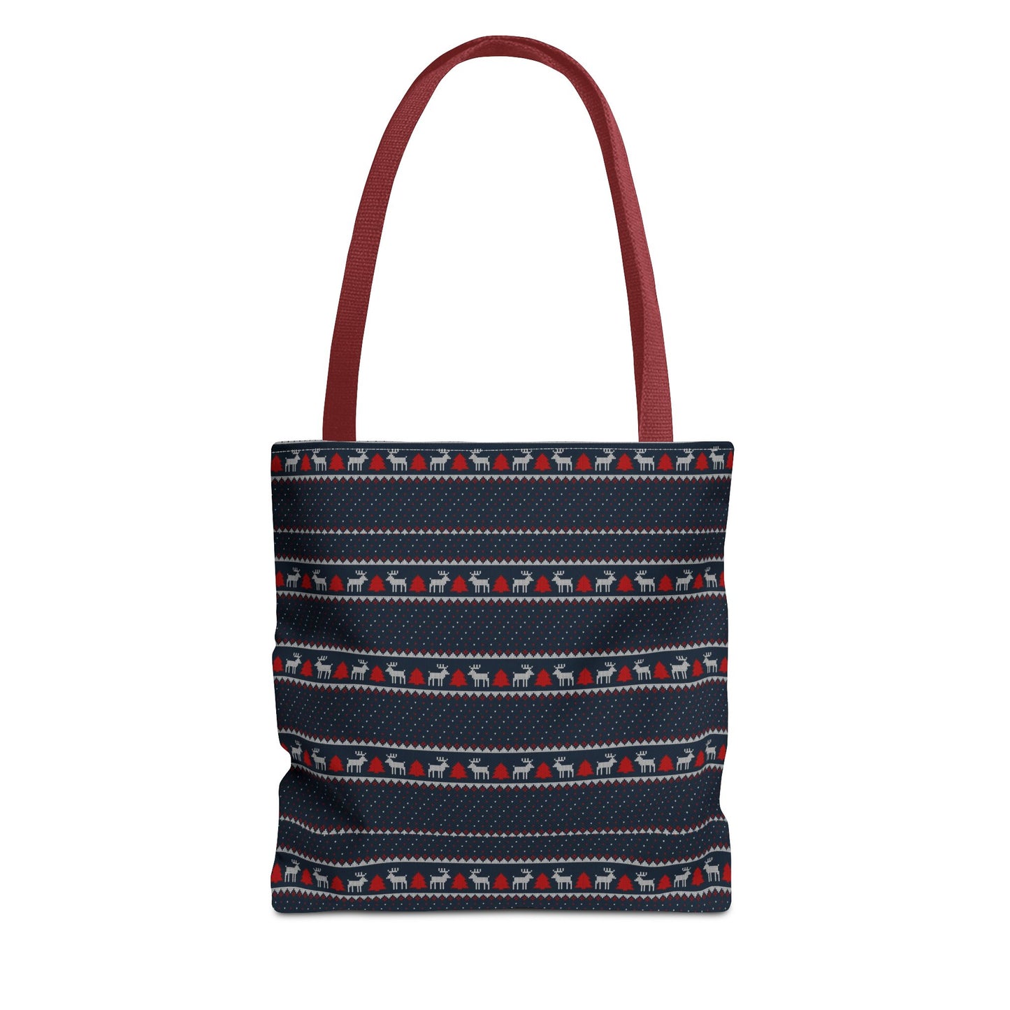 Holiday Reindeer Stripe Tote Bag — Festive Christmas Pattern Tote