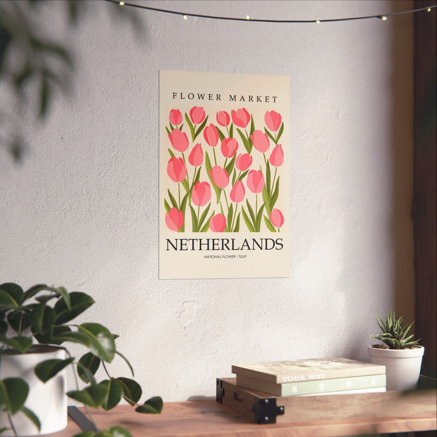Netherlands Flower Market Poster – Pink Tulip Matte Vertical Art Print
