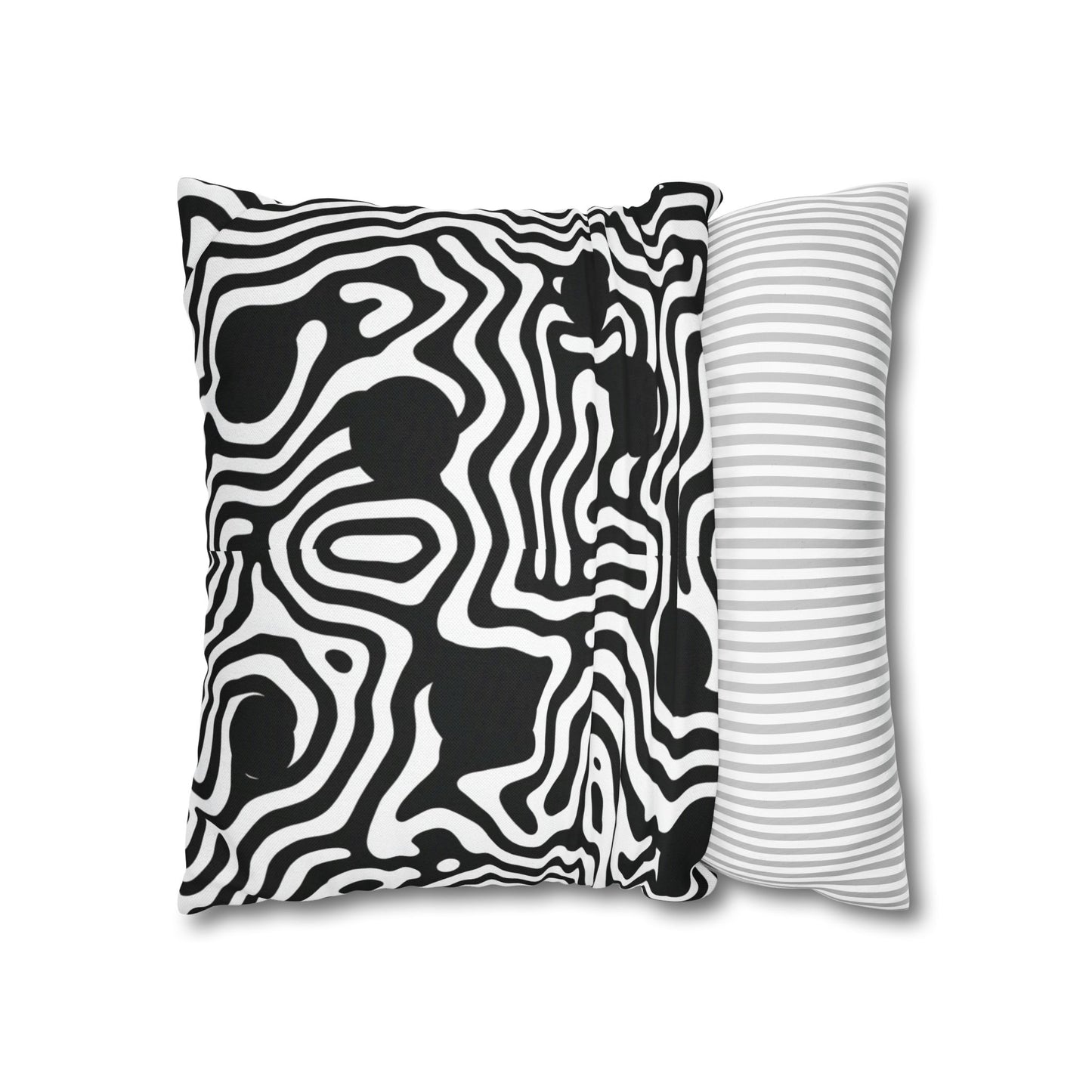Abstract Black & White Swirl Pillowcase — Modern Geometric Throw Pillow Cover
