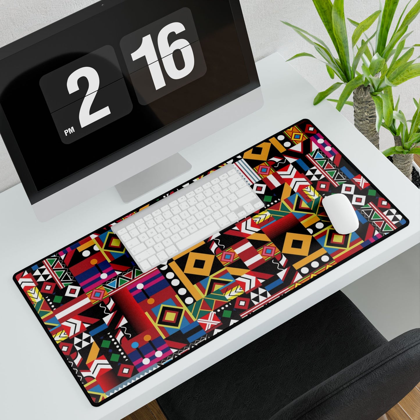 Vibrant Geometric African Pattern Desk Mat — Extra-Large Mousepad