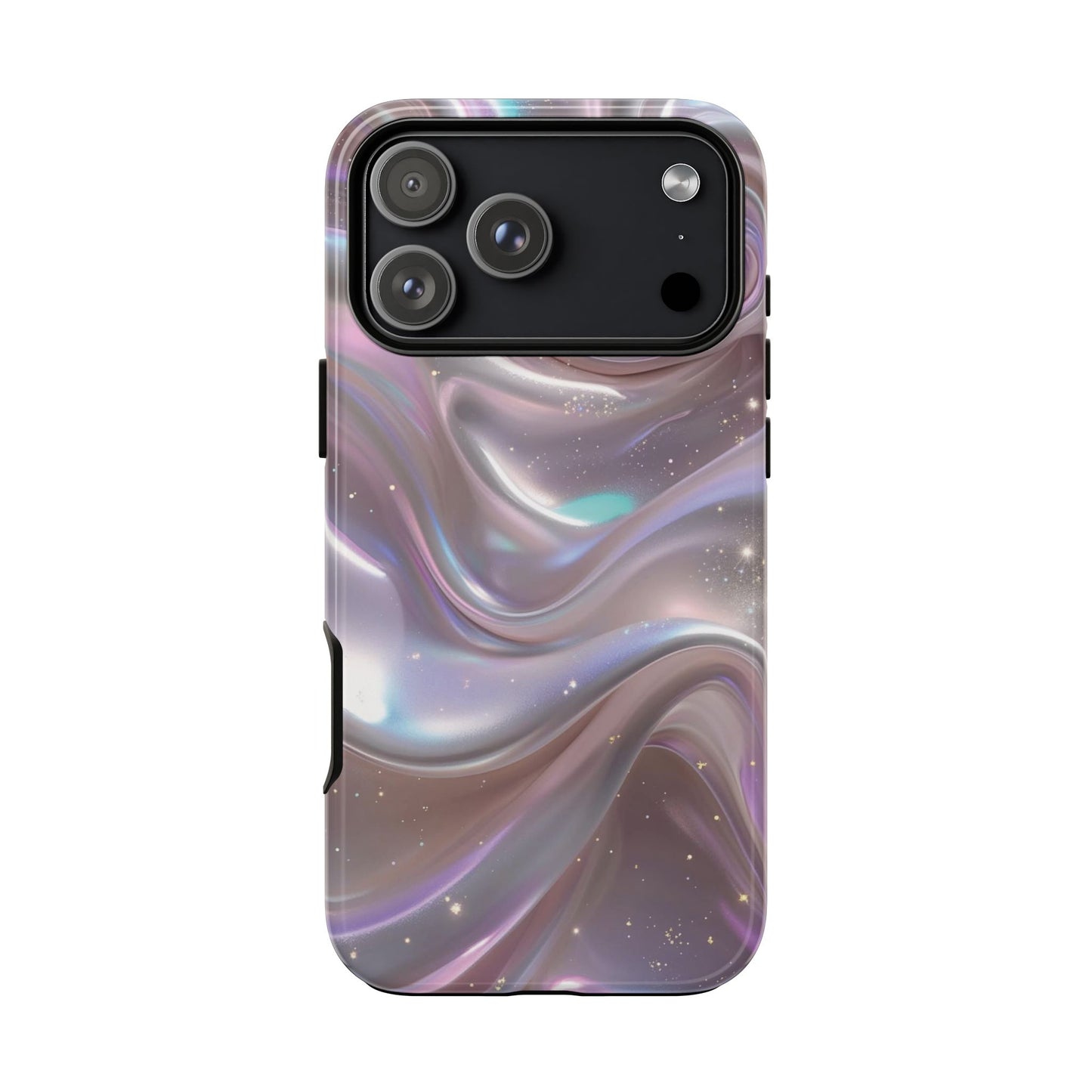 Iridescent Marble Tough Phone Case — Shimmery Swirl Protective Cover