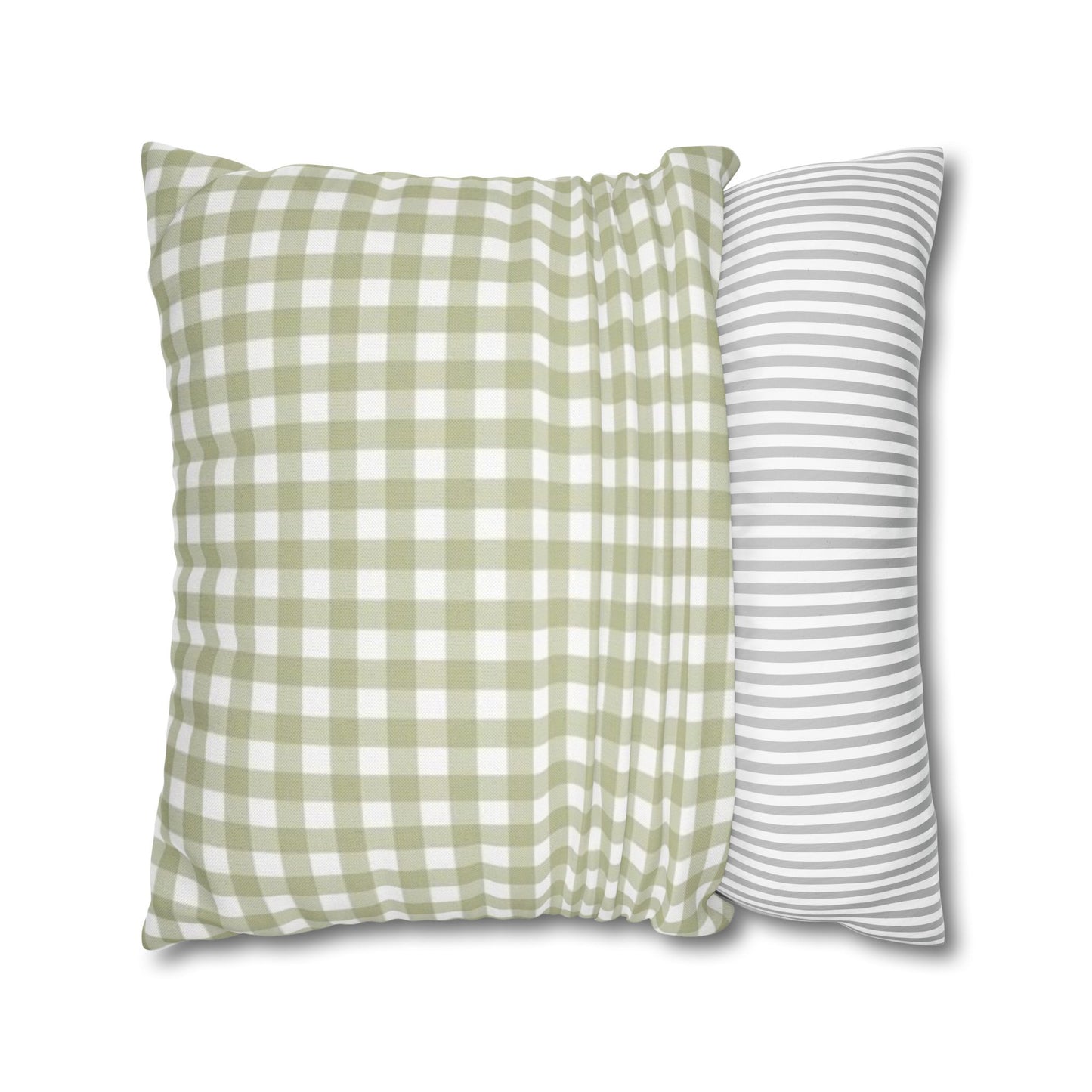 Christmas Throw Pillowcase — "’Tis the Season" Green Gingham with Red Bow