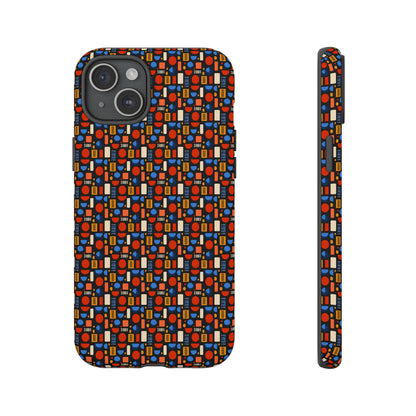 Geometric Retro Mosaic Tough Phone Case — Durable Colorful Protective Cover