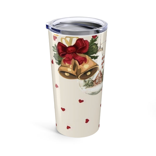 20oz Christmas Tumbler — Gingerbread & Ornaments Holiday Travel Cup