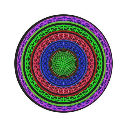 Psychedelic Geometric Round Rug — Neon Mandala Floor Mat