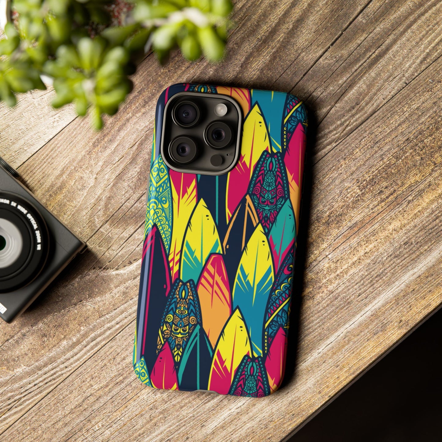 Colorful Surfboard Pattern Tough Phone Case — Tropical Beach Vibe