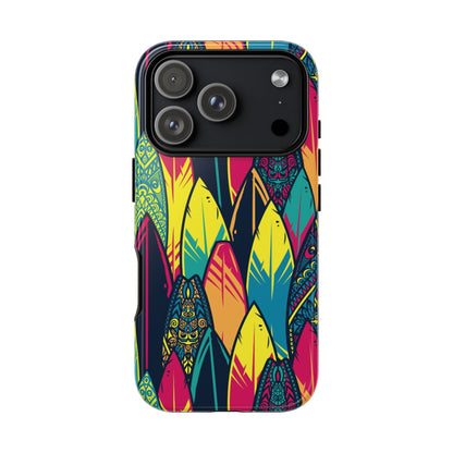 Colorful Surfboard Pattern Tough Phone Case — Tropical Beach Vibe