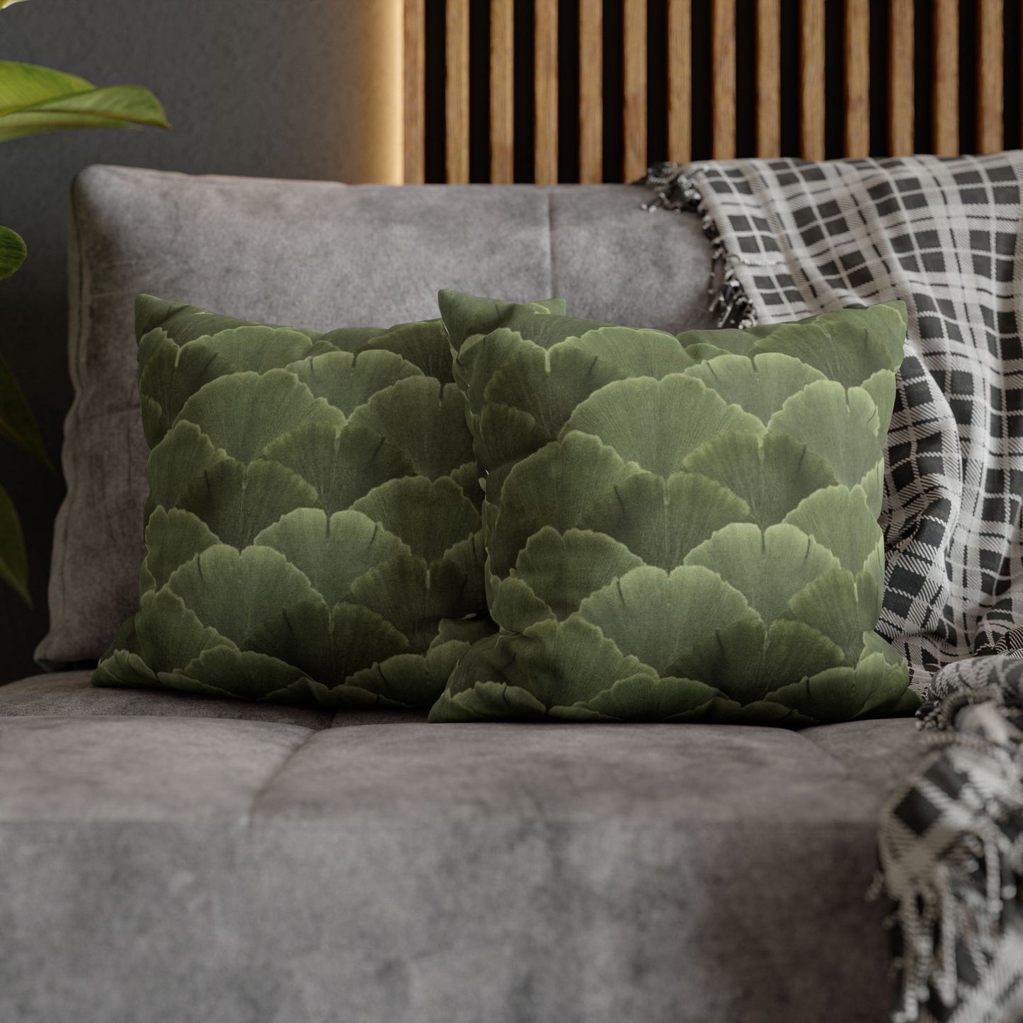 Green Artichoke Pattern Pillowcase - Botanical Decorative Throw Pillow Cover
