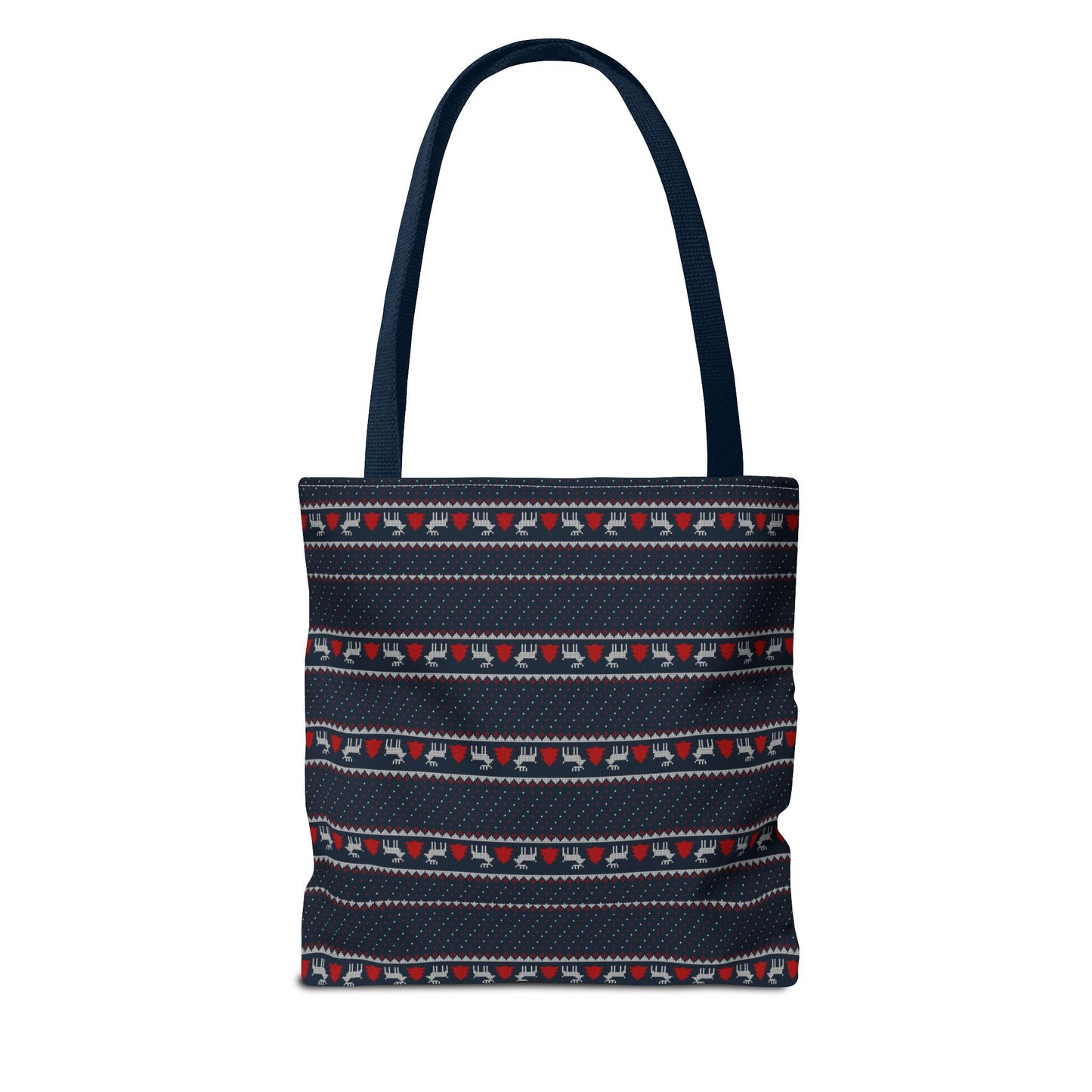 Holiday Reindeer Stripe Tote Bag — Festive Christmas Pattern Tote