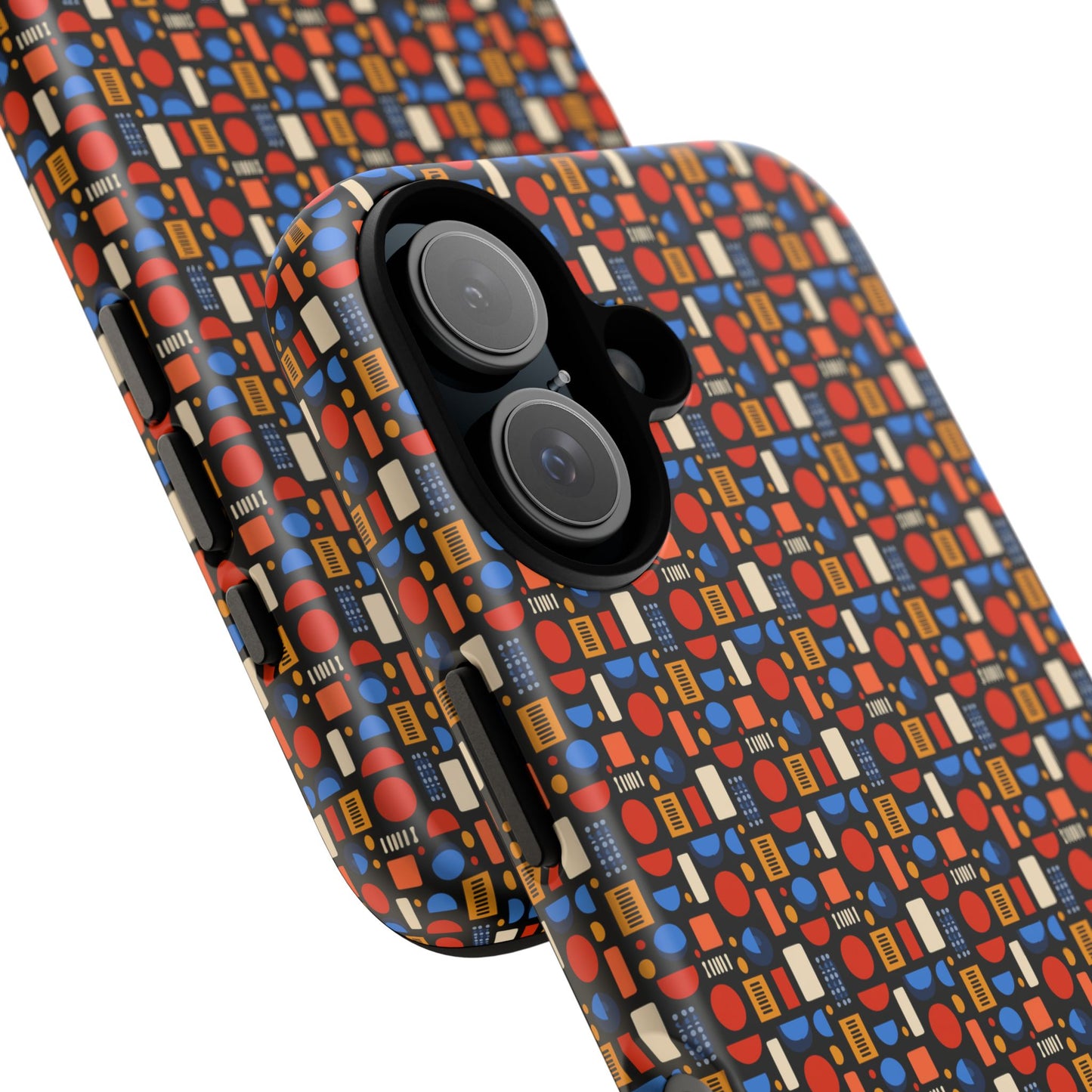 Geometric Retro Mosaic Tough Phone Case — Durable Colorful Protective Cover