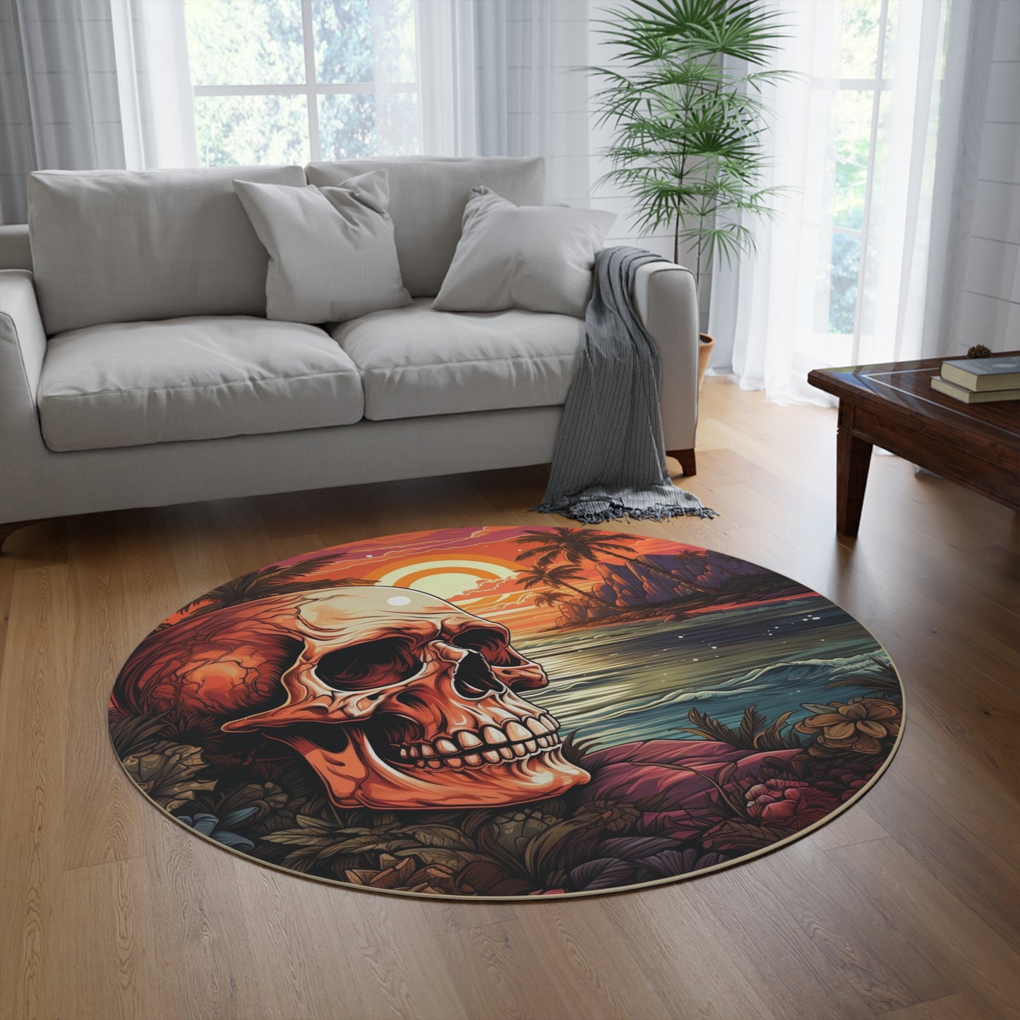 Skull Sunset Round Rug