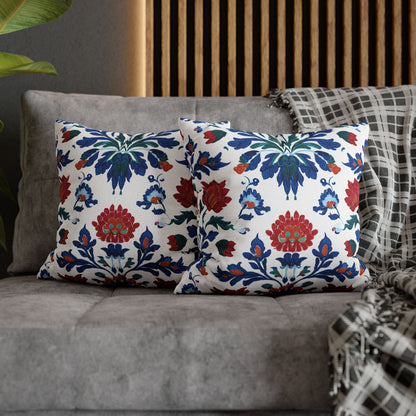 Boho Floral Decorative Pillowcase — Red & Blue Suzani Pattern