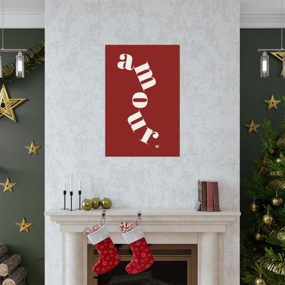 Amour Vertical Matte Poster — Romantic Red Wall Art