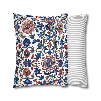 Floral Medina Decorative Pillowcase — Blue & Rust Turkish Tile Pattern