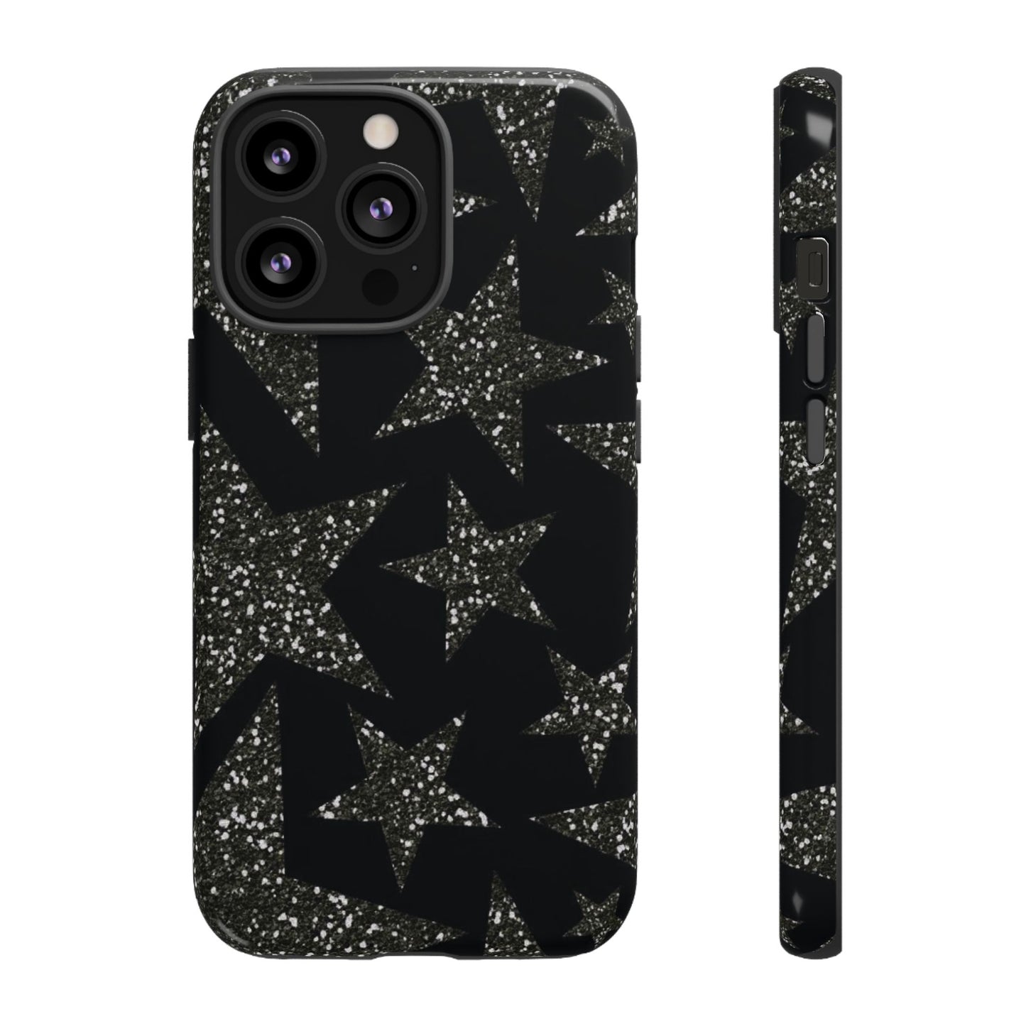 Glitter Star Tough Case — Black Sparkle Phone Case