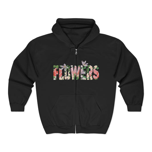 Flowers Zip Hoodie — Floral Graphic Full-Zip Sweatshirt