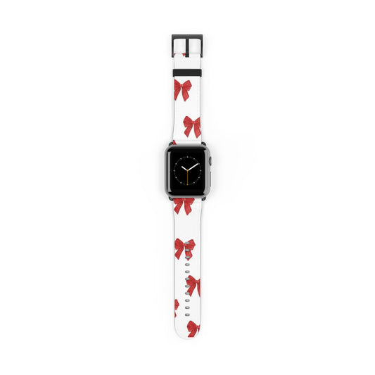 Watch Band — Red Bow Pattern Holiday Strap