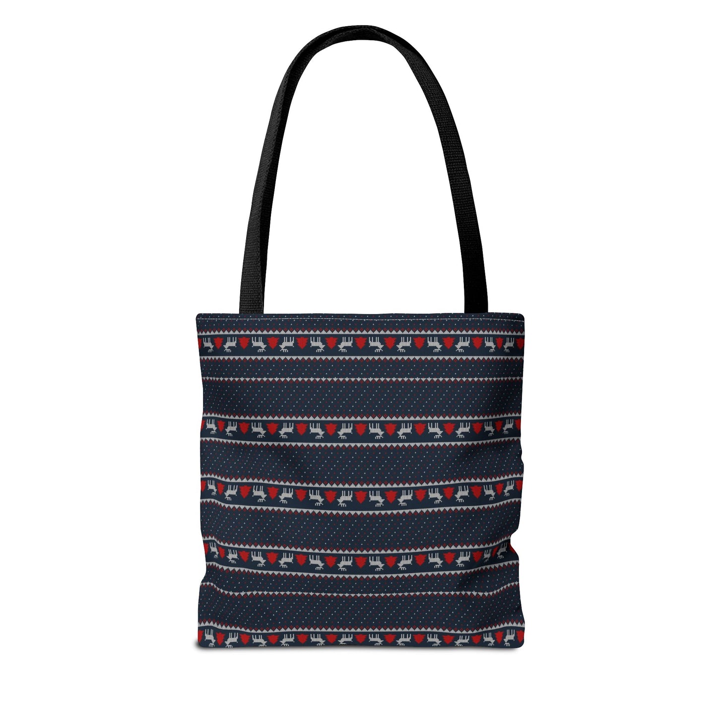 Holiday Reindeer Stripe Tote Bag — Festive Christmas Pattern Tote