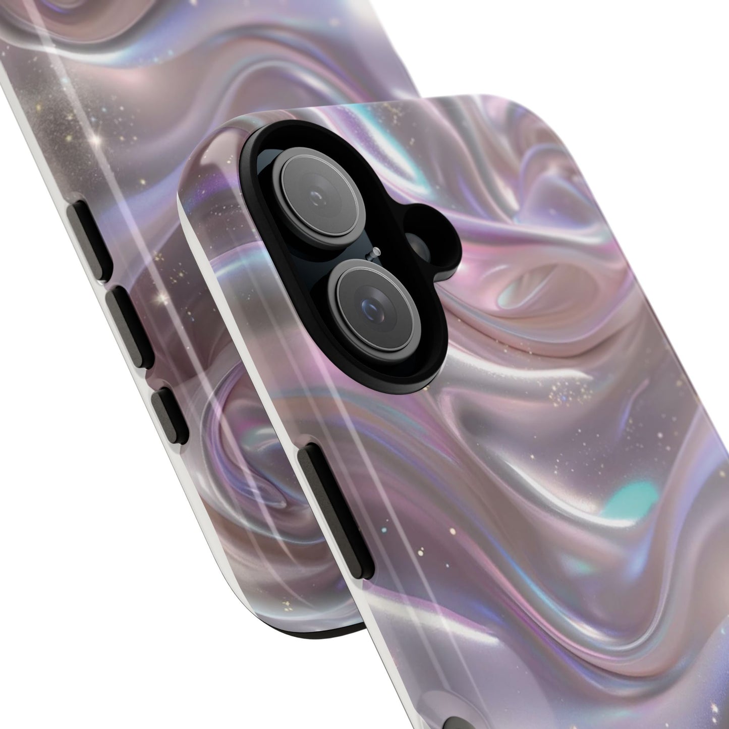 Iridescent Marble Tough Phone Case — Shimmery Swirl Protective Cover
