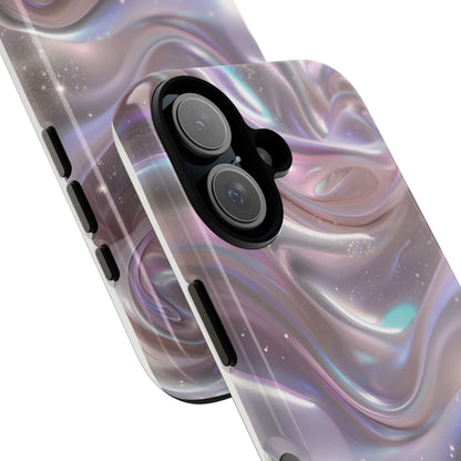 Iridescent Marble Tough Phone Case — Shimmery Swirl Protective Cover