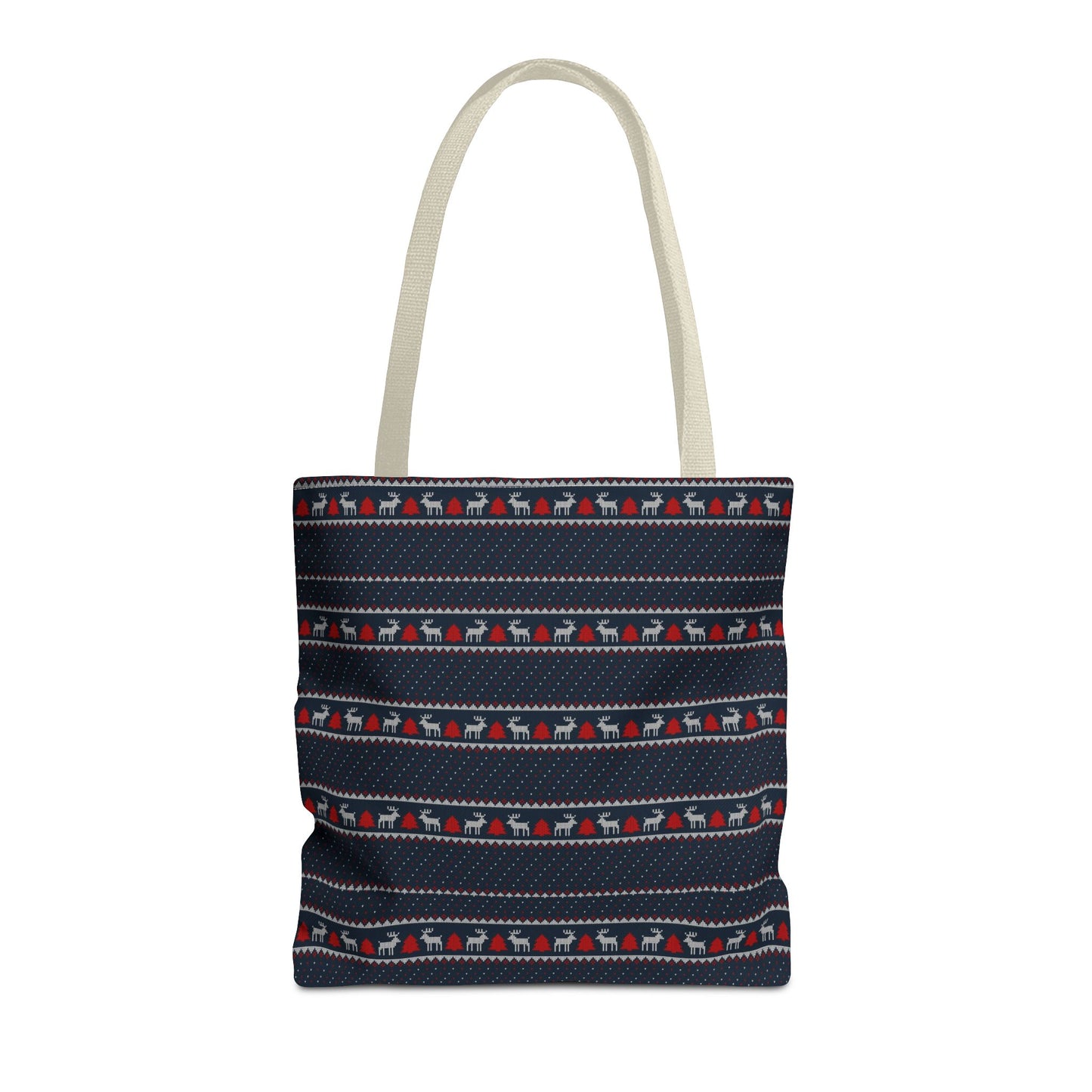Holiday Reindeer Stripe Tote Bag — Festive Christmas Pattern Tote