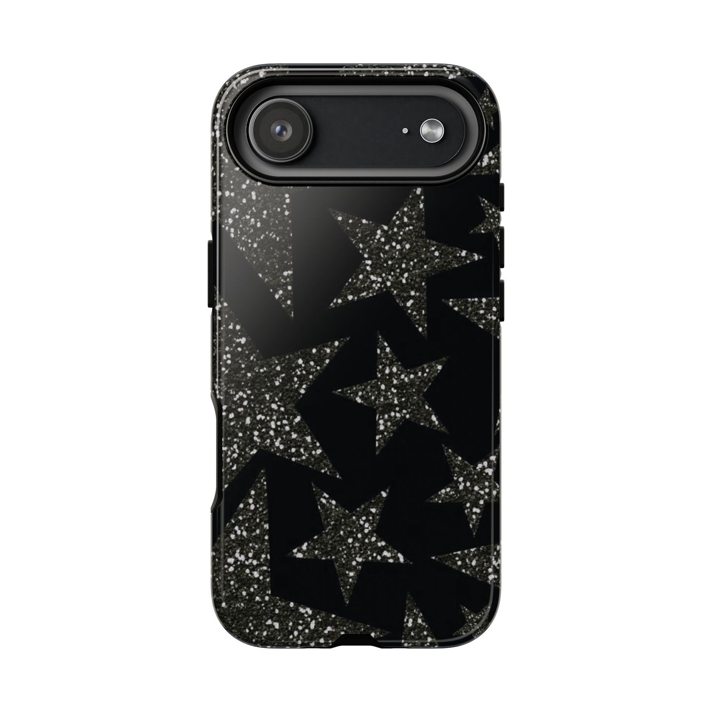 Glitter Star Tough Case — Black Sparkle Phone Case