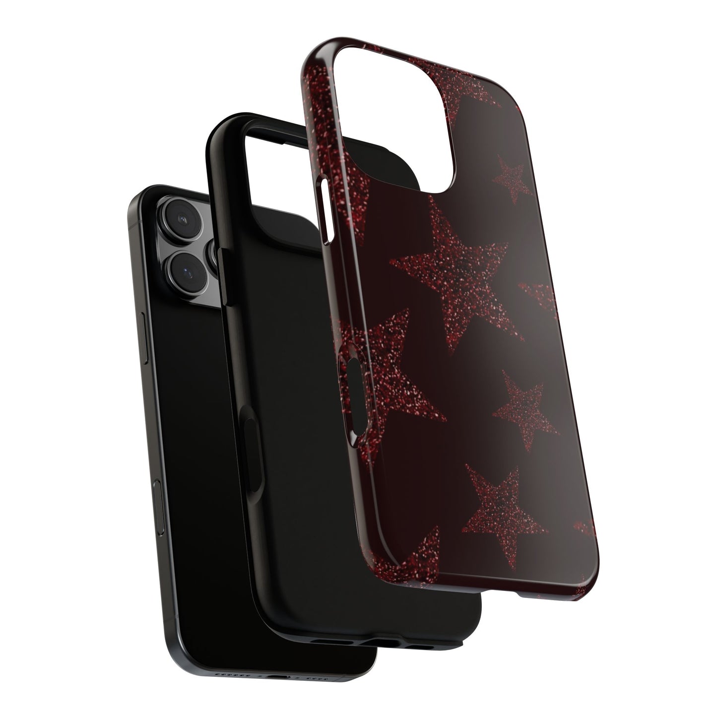 Glitter Red Star Tough Case — Shockproof iPhone Protective Cover