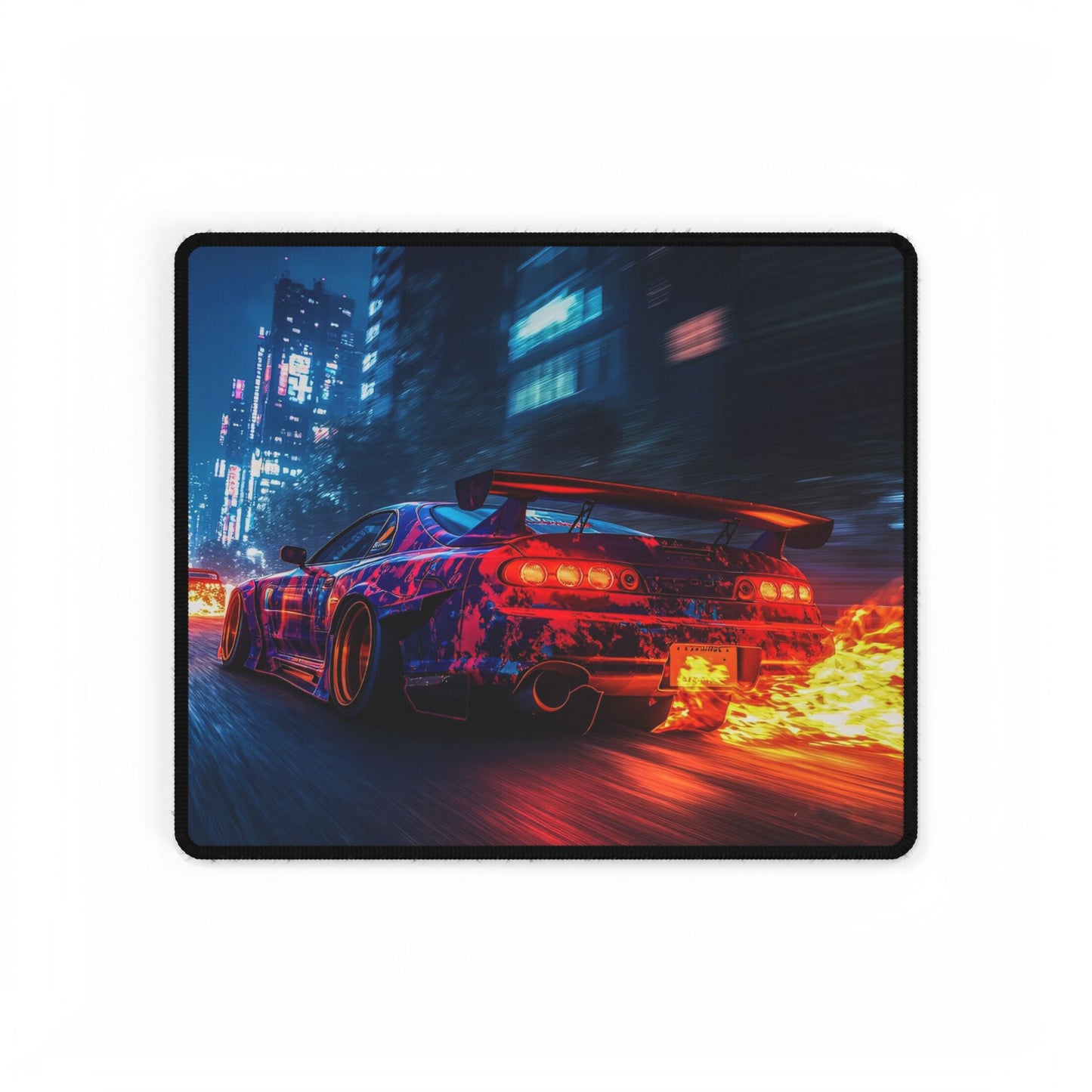 Racing Night Car Desk Mat – Retro Neon Sports Car Mouse Pad