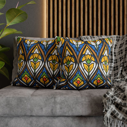 Stained Glass Floral Throw Pillowcase — Vibrant Boho Decorative Pillow Cover