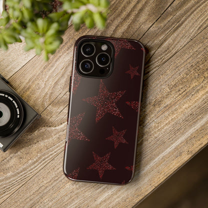 Glitter Red Star Tough Case — Shockproof iPhone Protective Cover