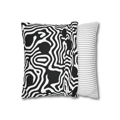 Abstract Black & White Swirl Pillowcase — Modern Geometric Throw Pillow Cover