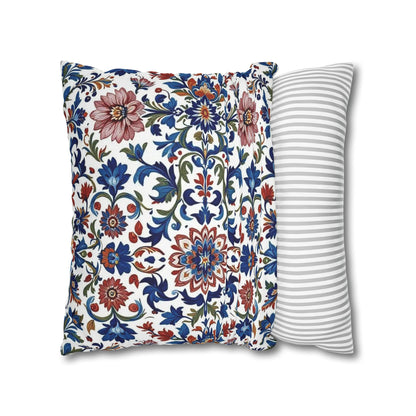 Floral Medina Decorative Pillowcase — Blue & Rust Turkish Tile Pattern