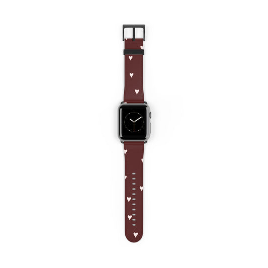 Heart Print Watch Band — Burgundy Apple Watch Strap for Valentine’s Day