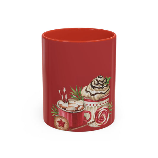 Holiday Hot Cocoa Mug — Festive Coffee Cup with Whipped Cream & Candy Design