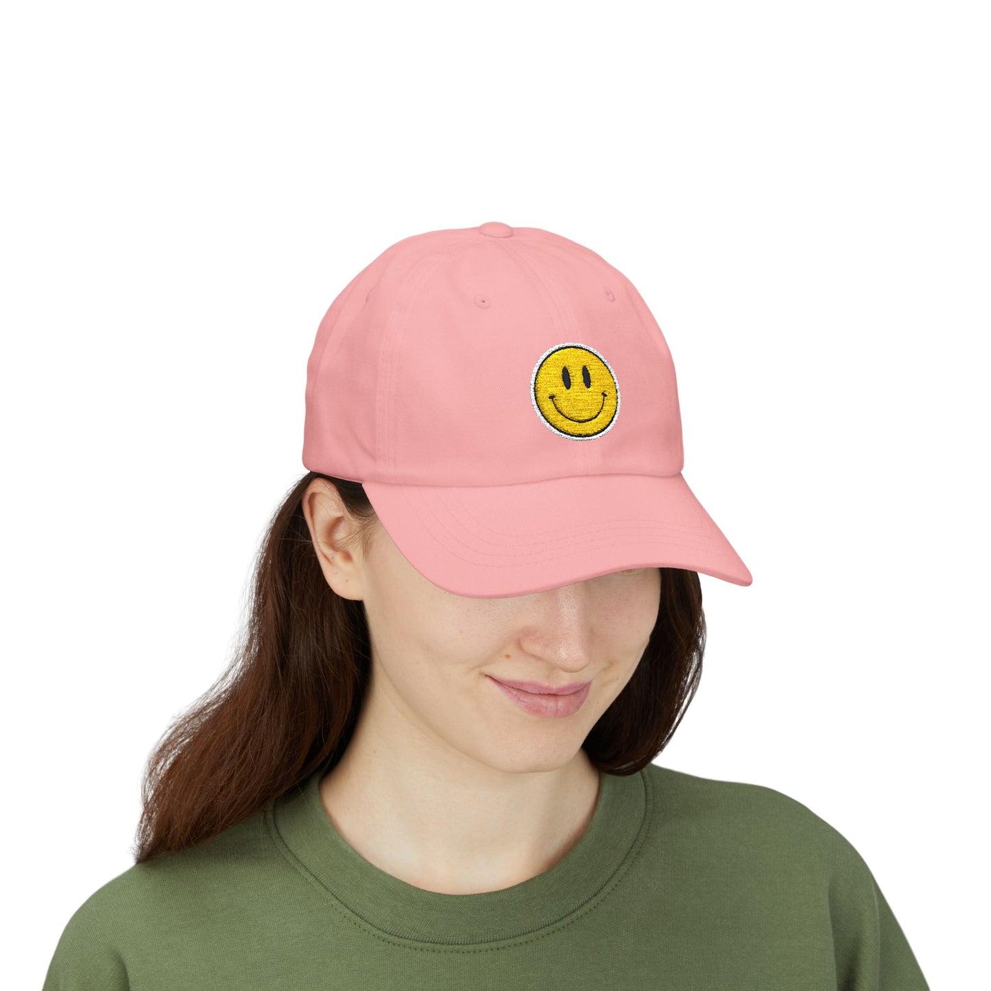Smiley Face Dad Cap - Embroidered Yellow Smile Baseball Hat