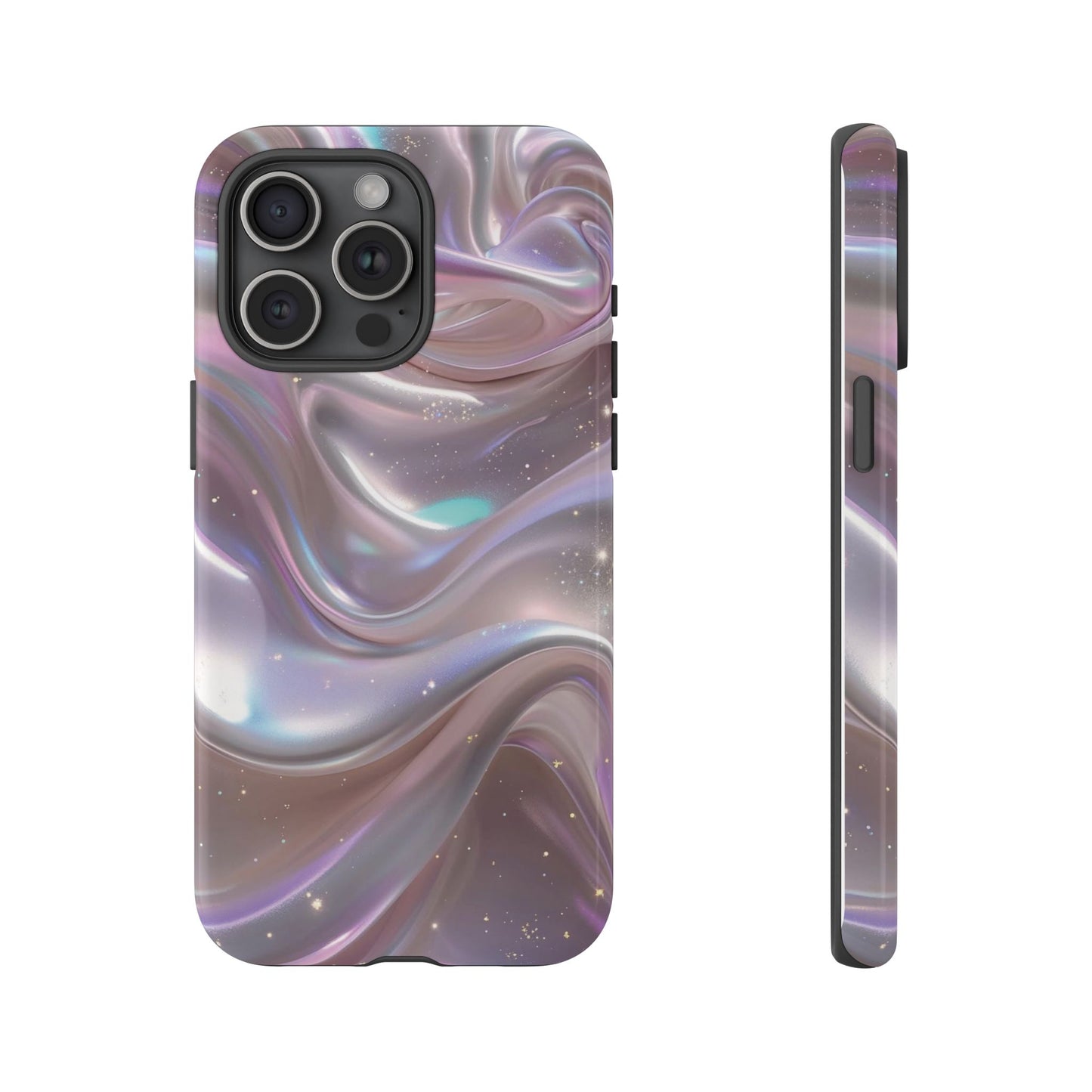Iridescent Marble Tough Phone Case — Shimmery Swirl Protective Cover