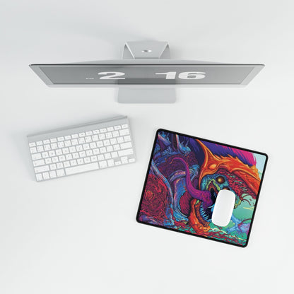 Psychedelic Monster Desk Mat — Colorful Skull Creature Gaming Mouse Pad