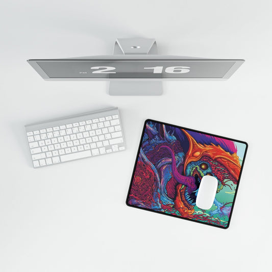 Psychedelic Monster Desk Mat — Colorful Skull Creature Gaming Mouse Pad