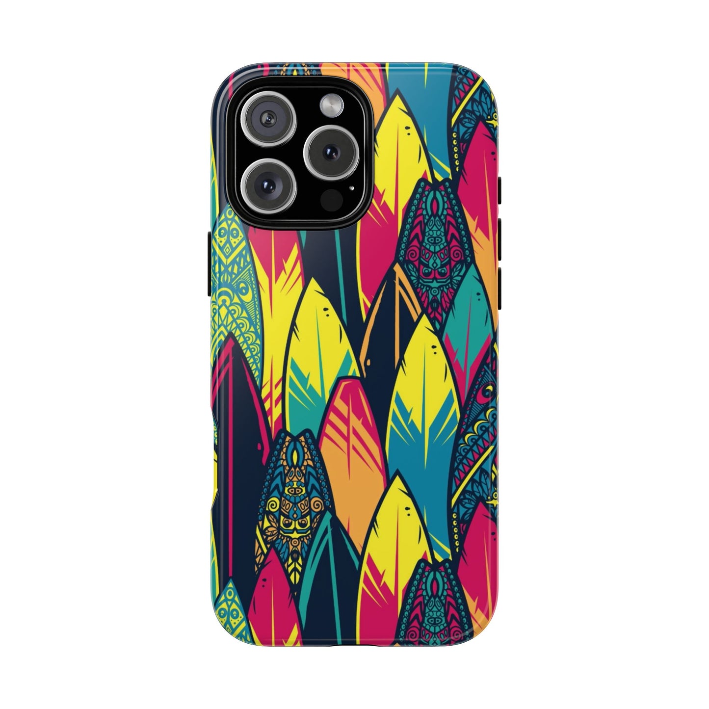 Colorful Surfboard Pattern Tough Phone Case — Tropical Beach Vibe