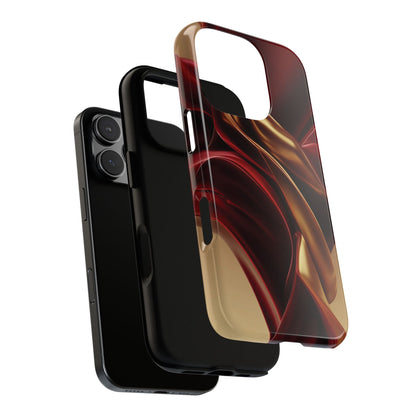 Protective Phone Case — Red & Gold Satin Swirl Design