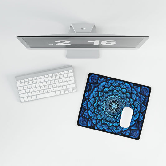 Blue Mandala Desk Mat — Large Yoga-Inspired Gaming Mouse Pad