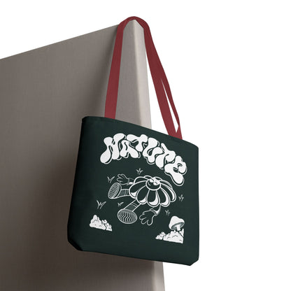 Nature Flower Tote Bag — Retro Smiling Daisy Graphic Tote