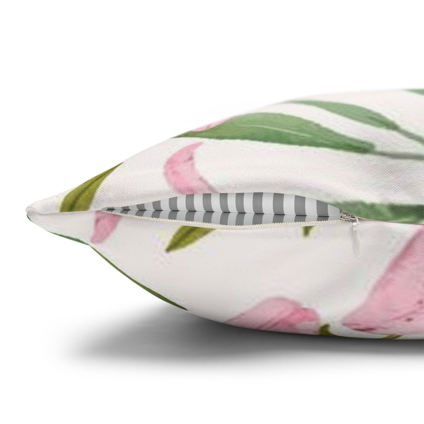 Floral Lily Pillowcase — Pink Watercolor Botanical Square Pillow Cover