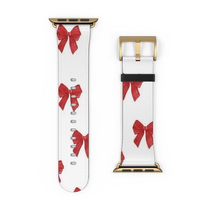 Watch Band — Red Bow Pattern Holiday Strap