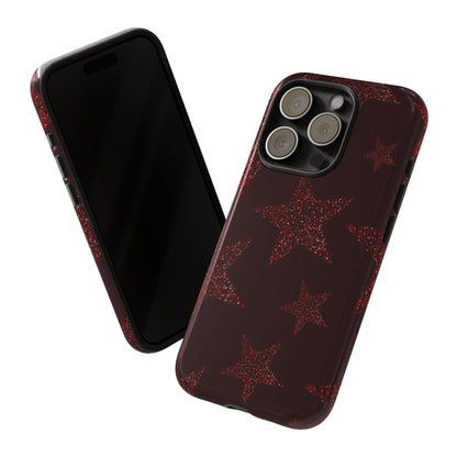 Glitter Red Star Tough Case — Shockproof iPhone Protective Cover